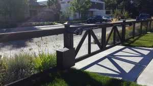 Open fence with driveway gate for contemporary home, Denver, Colorado